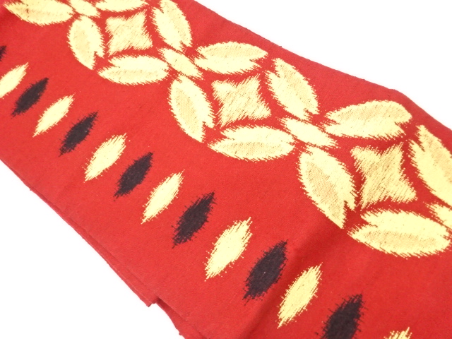 JAPANESE KIMONO / VINTAGE NAGOYA OBI / MAWATA TSUMUGI / WOVEN ABSTRACT PATTERN